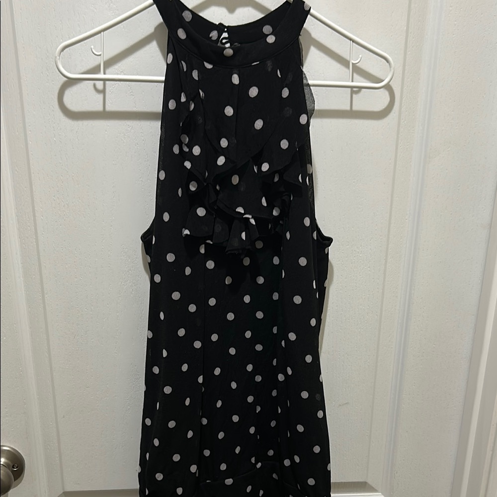 Lane Bryant Black Polka Dot Sleeveless Top 14/16